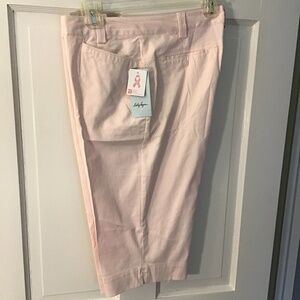 Lady Hagen capris, size 8, white/ pink stripe